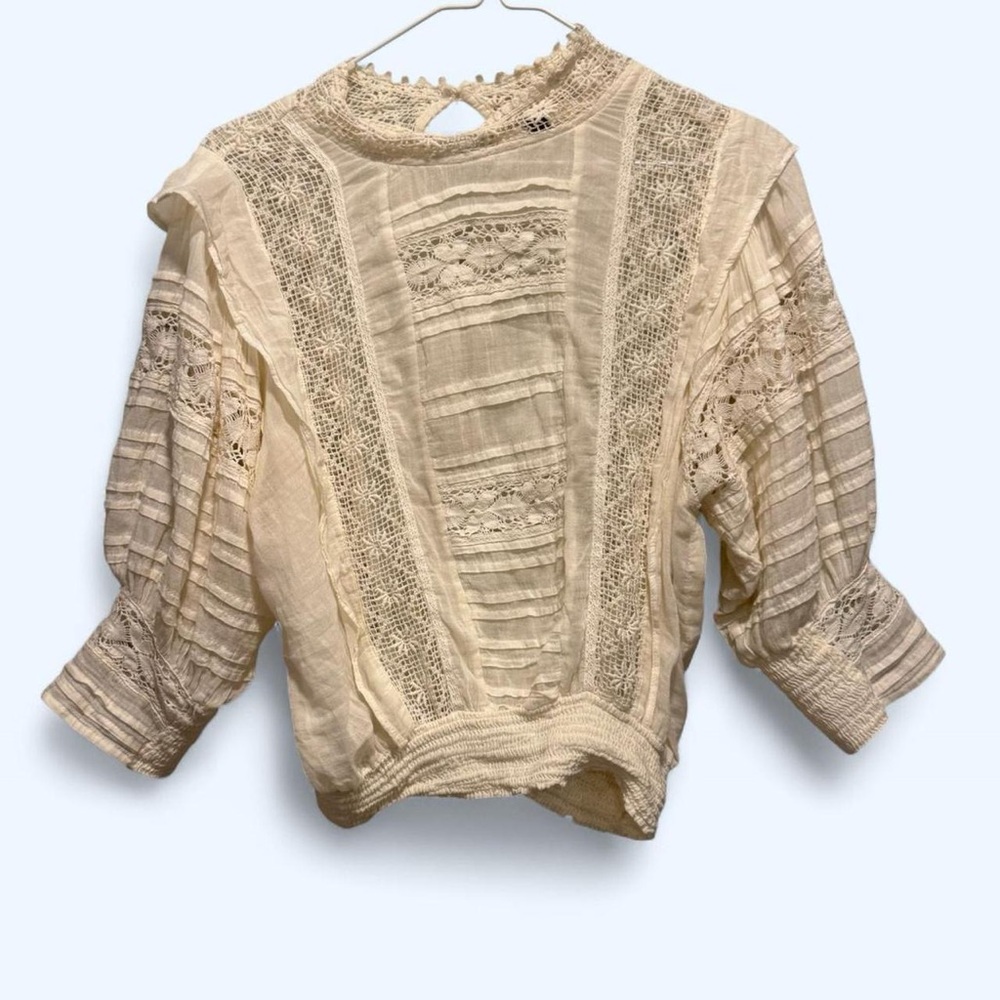 Free people Sydney Boho Lace Panel Cream Women's Top